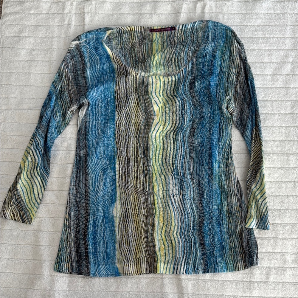 Fitted Blue and Green Long Sleeve Tunic